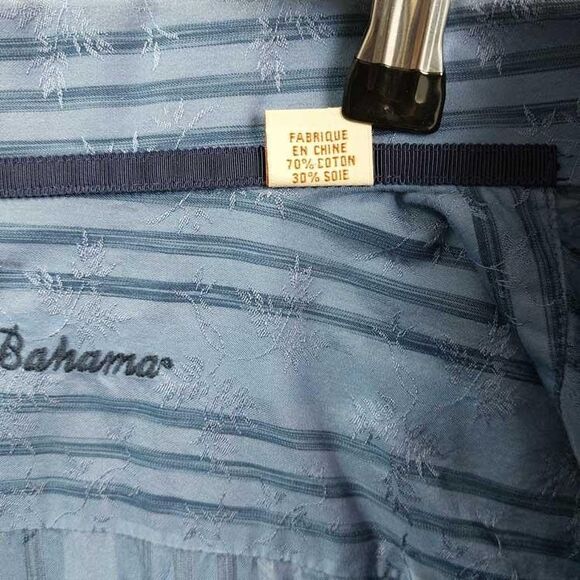 Tommy Bahama Shirt Mens XXL Blue Striped Palm Bamboo Jacquard Long Sleeve Casual - Picture 8 of 10